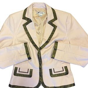 Nycard‎ Collection women's blazer/jacket cotton snap up front cuffed brown trim